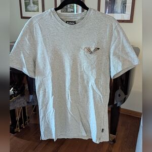 Barbour Gray Men's T-Shirt With Tartan Pocket